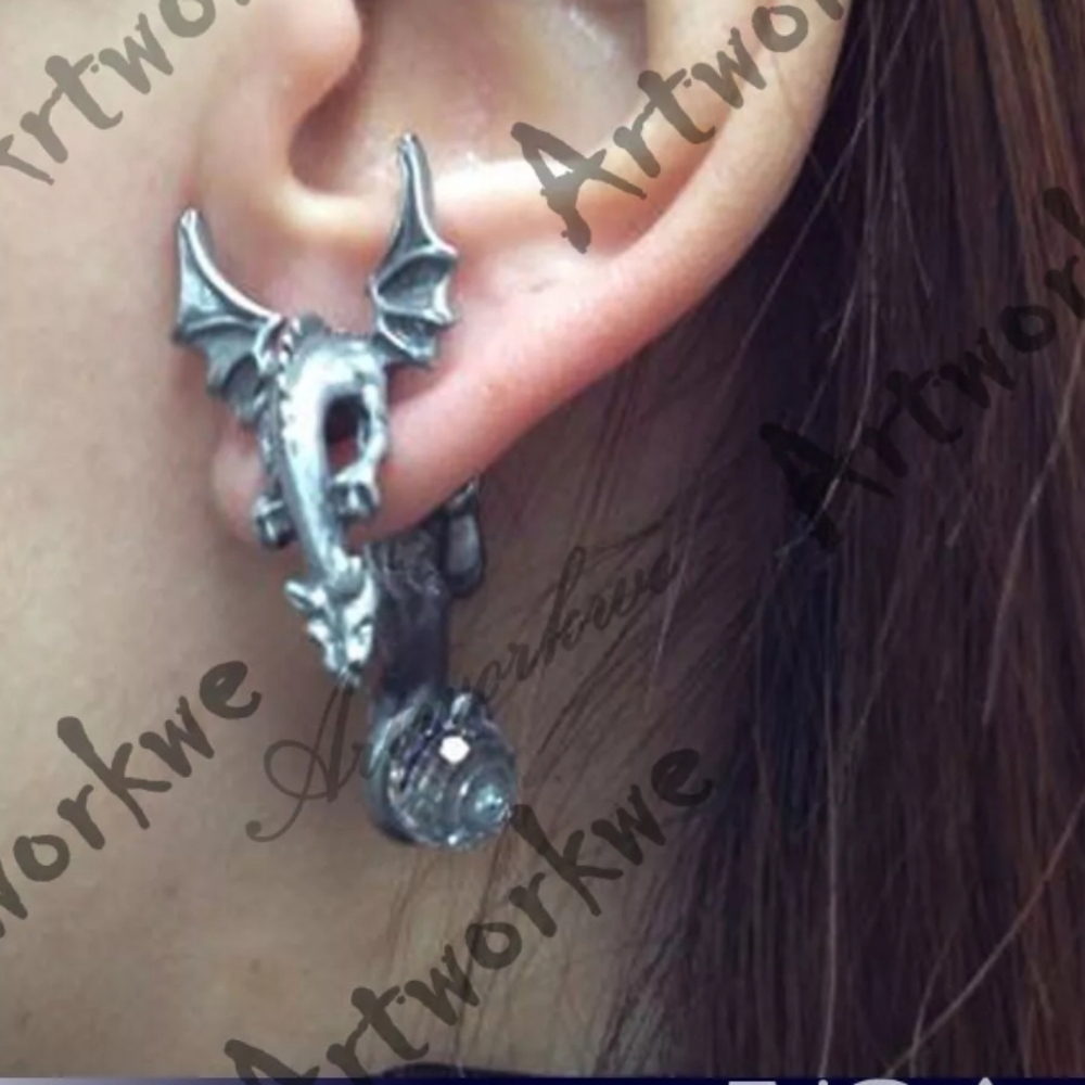 Vintage Pewter Pass-n-Thru Dragon - Picture 4 of 4